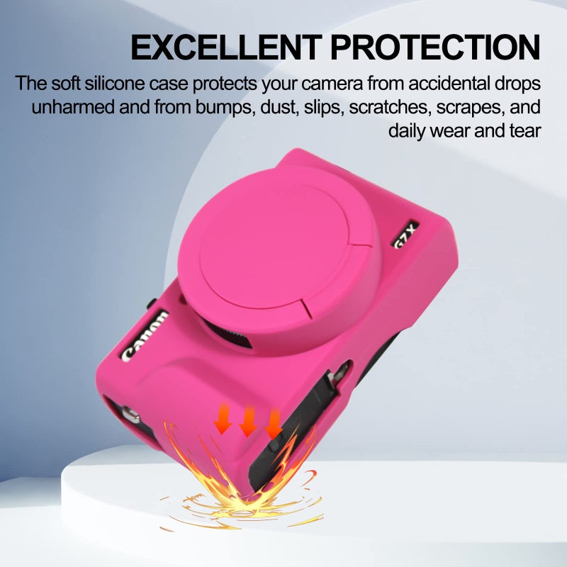 Easy Hood Case for Canon Powershot G7 X Mark III Digital Camera  Soft Silicone Protective Cover with Removable Lens Cover for Canon Powershot G7X Mark III DSLR Camera (Rose) - Image 3